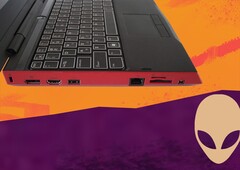 De Alienware laptop kreeg een beoordeling van 84%. (Beeldbron: Notebookcheck/Alienware - bewerkt)