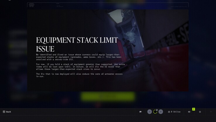Bungie zegt dat een server-side fix nu voorkomt dat uitrusting groter dan verwacht wordt gestapeld in Marathon, waarbij niet-ondersteunde extra items verloren gaan bij infil en het aantal anteater errors tijdens runs afneemt.