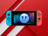 Originele Switch-console getoond met treurig gezicht