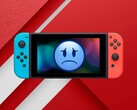 Originele Switch-console getoond met treurig gezicht