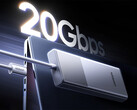 De 10Gbps-versie van de SSD-behuizing kost $29.99. Op de afbeelding: een promotiefoto die de overdrachtssnelheid van 20Gbps van het andere model benadrukt.