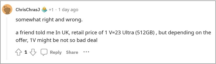Vermeende prijsinformatie over de Xperia 1 V. (Beeldbron: Reddit)
