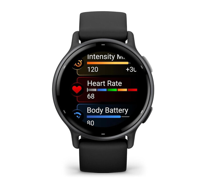 De Garmin Vivoactive 5 in het zwart ter vergelijking. (Afbeelding bron: Garmin)