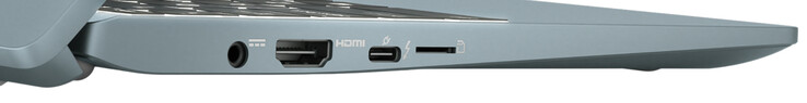 Linkerzijde: voeding, HDMI, Thunderbolt 4 (Type C; Power Delivery, DisplayPort), lezer opslagkaart (microSD)