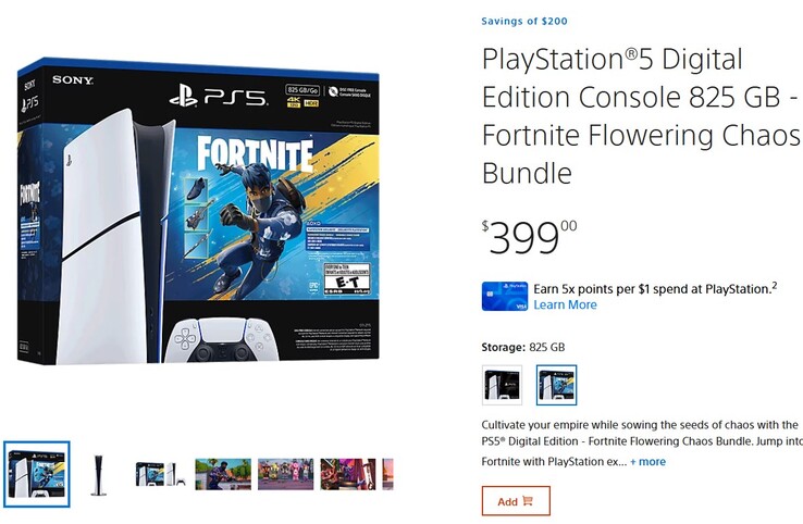 PS5 Digital Edition vermeld met een korting van $200.