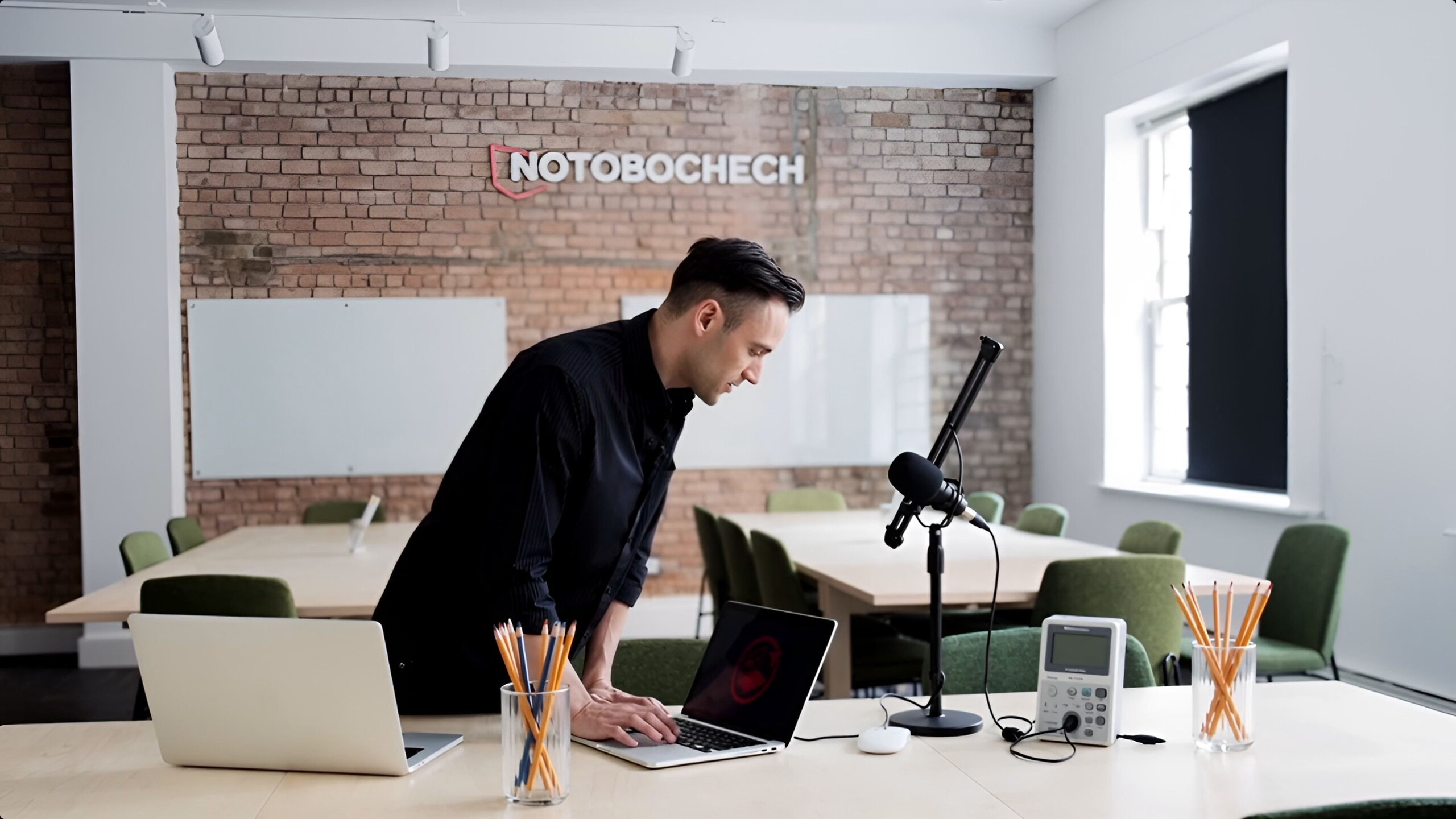 Onze auteur in een fictief Notebookcheck-kantoor (bron: gegenereerd door Vidu.com)