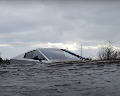 Tesla Cybertruck met waadmodus om door diep water te rijden (afbeelding: TechRax / Youtube)