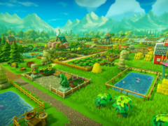 Farm Together 2 heeft nieuwe functies zoals terravorming, het bouwen van steden en verbeterde automatisering. Afgebeeld - Een luchtfoto van een groene boerderij uit het spel. (Afbeeldingsbron: Steam)