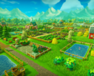 Farm Together 2 heeft nieuwe functies zoals terravorming, het bouwen van steden en verbeterde automatisering. Afgebeeld - Een luchtfoto van een groene boerderij uit het spel. (Afbeeldingsbron: Steam)