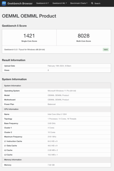 (Afbeeldingsbron: Geekbench)