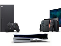 Op de foto: de Xbox Series X, de Sony PS5 Slim Disc Edition en de Nintendo Switch 2