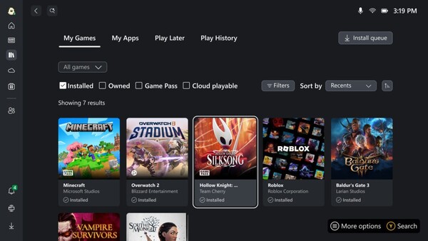 De Xbox fullscreen-ervaring zal een nieuwe interface met zich meebrengen die speciaal is ontworpen voor gaminghandhelds. (Afbeeldingsbron: Microsoft)