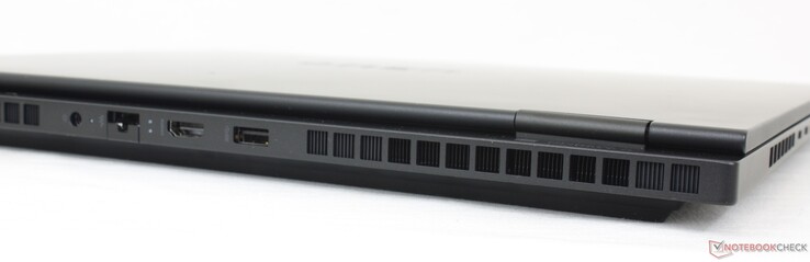 Achterkant: AC-adapter, Gigabit RJ-45, HDMI 2.1, USB-A (5 Gbps)