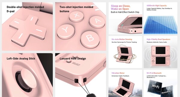 De Anbernic RG DS Plus beschikt over een geïntegreerde stylus.