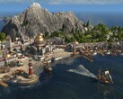 Een afbeelding van een stad op een eiland in Anno 1800.
