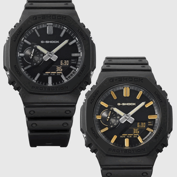 De Casio G-Shock GA-2100LXB-1AJF en de GA-2100LXB-1A9JF (van links naar rechts)