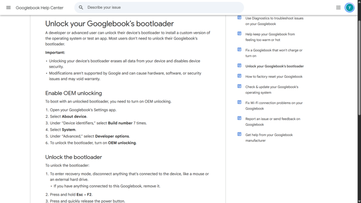 Google documenteert het ontgrendelen van de bootloader op GoogleBook