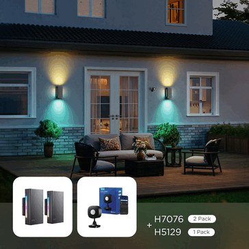 De Govee Outdoor UpDown wandlamp bestrijkt een maximaal wandoppervlak van 12 vierkante meter (Afbeelding bron: Govee)