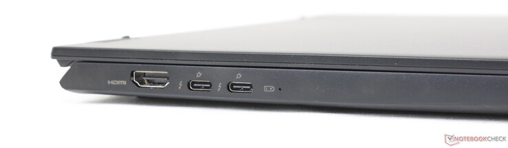Links: HDMI 2.1, 2x USB-C met Thunderbolt 4 + DisplayPort + Power Delivery