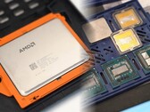 Een nog niet uitgebrachte 64-core Threadripper werd getoond, evenals enkele Ryzen 5000X3D technische samples. (Afbeelding bron: Gamers Nexus - bewerkt)