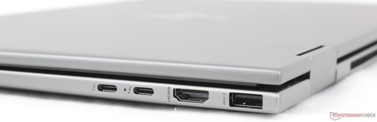 Rechts: 2x USB-C Thunderbolt 4 met DisplayPort + Power Delivery, HDMI 2.1, USB-A (10 Gbps)