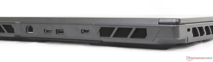 Achterkant: RJ-45 (2,5 Gbps), HDMI 2.1, USB-A 3.2 Gen. 2, AC-adapter