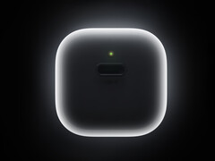 De 40W oplader heeft een ontwerp dat lijkt op de oplaadbehuizing van Apple AirPods. Afgebeeld: een promofoto die een blik werpt op de adapter.
