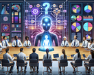 AI-onderzoeksvergadering (Gegenereerd met DALL-E 3)