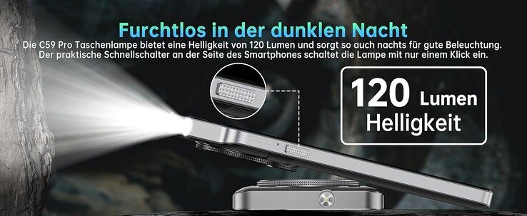 Er is een zaklamp geïnstalleerd. (Afbeeldingsbron: Oukitel)
