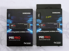 Echte vs. namaak Samsung SSD verpakking.