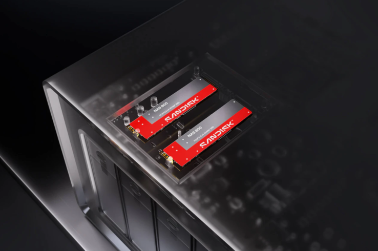 Twee Sandisk NAS 800 SSD's geïnstalleerd in een NAS-behuizing