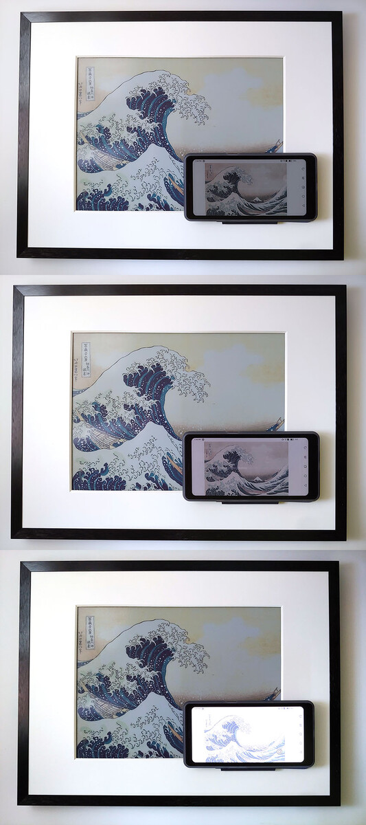 Helderheidsniveaus 0, 16 en 32. Gearceerd venster. (Boox vervaagt op de foto, maar ziet er in werkelijkheid prima uit)