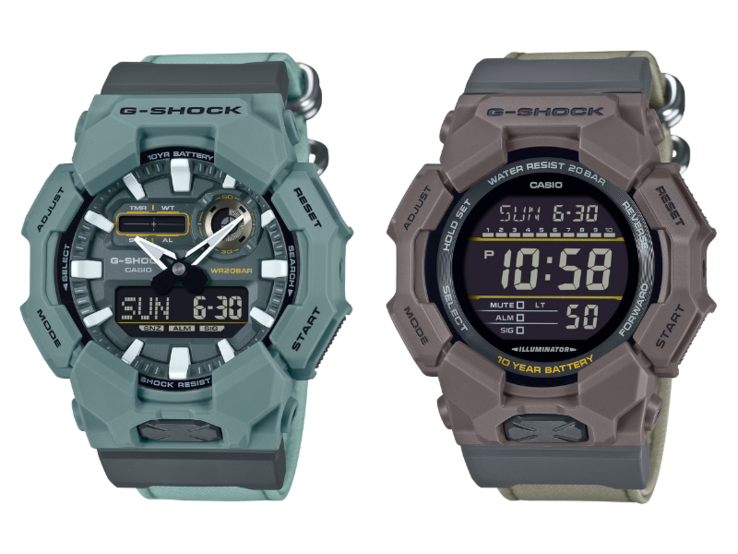 De Casio G-Shock GA-010CE-2A (links) en GD-010CE-5 (rechts) horloges. (Afbeeldingsbron: Casio)