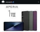De afgebeelde smartphone is de Xperia 1 VII, niet de Xperia 1 VIII.