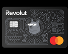 De Revolut Mastercard met LED’s. De oogjes lichten op tijdens het betalen.