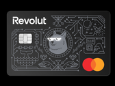 De Revolut Mastercard met LED’s. De oogjes lichten op tijdens het betalen.