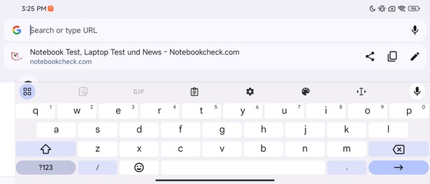 Toetsenbord op het buitenscherm, liggende modus (Google Gboard)