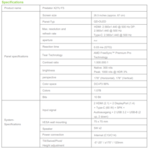Kenmerken van Acer Predator X27U F5 (Afbeelding bron: Acer - machine vertaald)