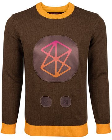 De Zune Holiday Sweater heeft een groot patchwork van het Zune-logo op de borst. (Afbeelding bron: Microsoft)