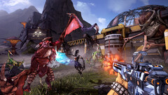 Borderlands 2 screenshot met monsters in gevecht met Zero