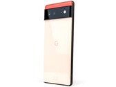 Achterzijde van de Google Pixel 6 met het G-logo en de zwarte camerabalk