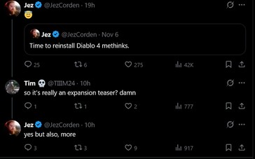 Jez Corden reactie op The Game Awards beeld tease #2 (bron: screenshot, Jez Corden X account)