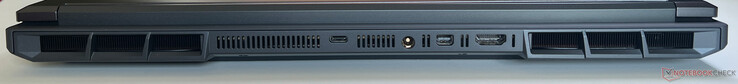Achterkant: USB-C 4.0 met Thunderbolt 4 (40 GBit/s, DisplayPort 2.1, 140-watt Power Delivery), voeding, Mini DisplayPort 2.1, HDMI 2.1