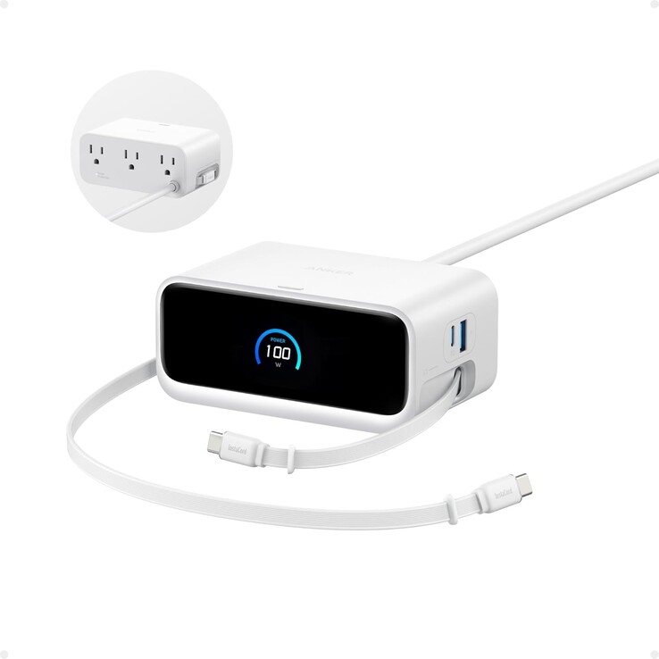 Het Anker Nano Oplaadstation (7-in-1, 100W) in wit. (Afbeelding bron: Anker)