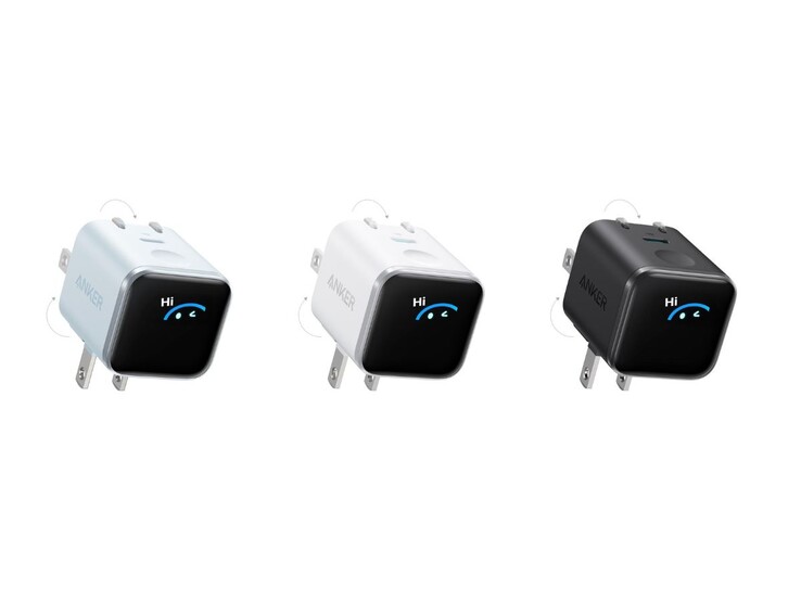 De Anker Nano Charger (45W, Smart Display, 180° opvouwbaar) wordt in verschillende kleuren gelanceerd. (Afbeeldingsbron: Anker)