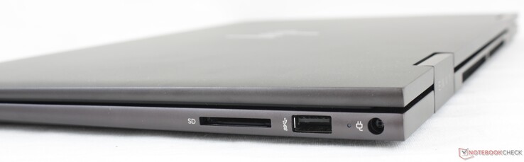 Rechts: SD-kaartlezer, USB-A 10 Gbps, AC-adapter