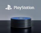PlayStation-logo boven PS5-schijfjes op het bureaublad