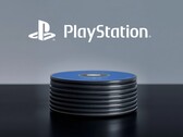 PlayStation-logo boven PS5-schijfjes op het bureaublad