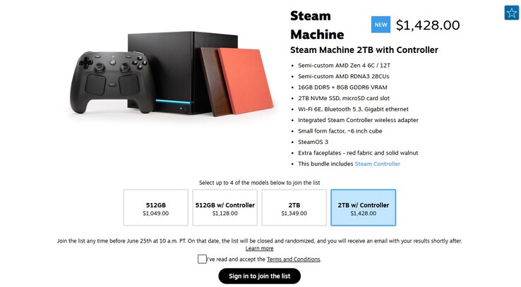 De Steam Machine is opgenomen in de Steam Store.
