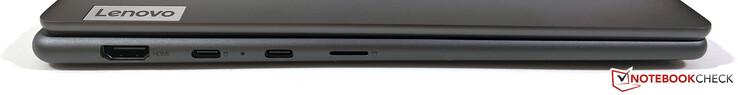 Links: HDMI 2.1, USB-C 3.2 Gen 2 (10 Gbps, DisplayPort ALT Mode 1.4, Power Delivery), USB-C 4 (40 Gbps, DisplayPort ALT Mode 1.4, Power Delivery 3.0) microSD-lezer